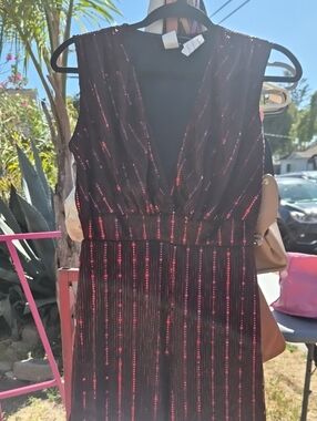 Va Va Voom . Burgandy Jumper with Pink Sequin Stripes